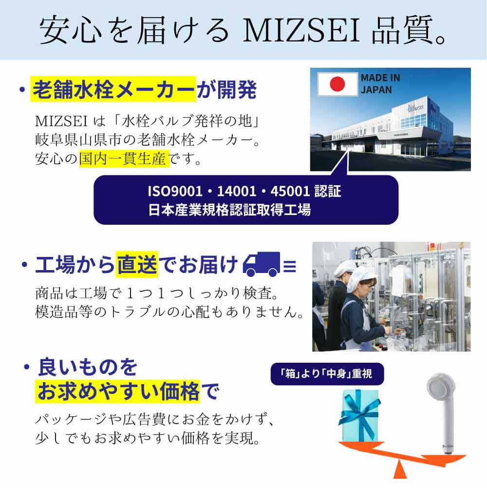 バブリーシャワー2.0は安心を届けるMIZSEI品質