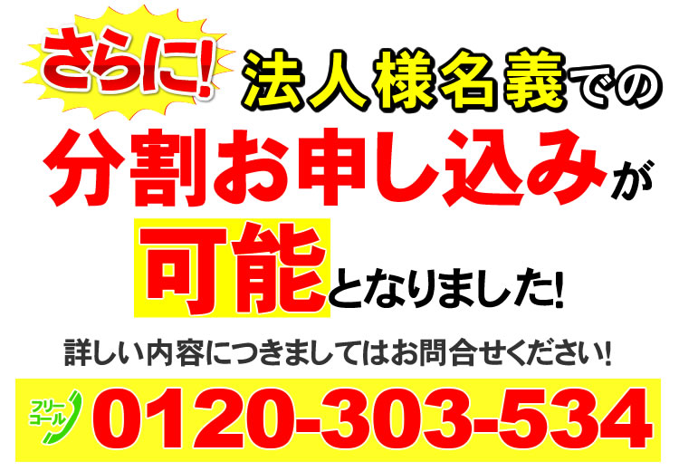 強酸性水生成器　テクノスーパー502は法人様名義での分割申し込みが可能